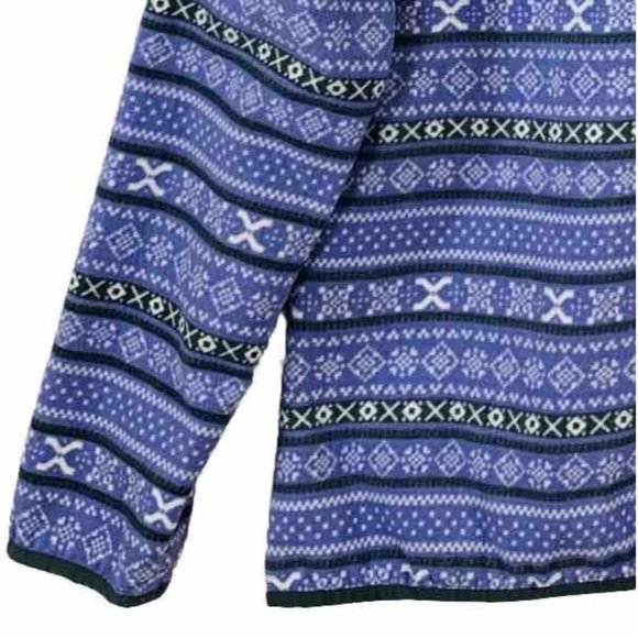 VTG JACHS Cabin Womens Outdoor Pullover Sz S Fair Isle Fleece Purple 1/4 Snap - Picture 4 of 10